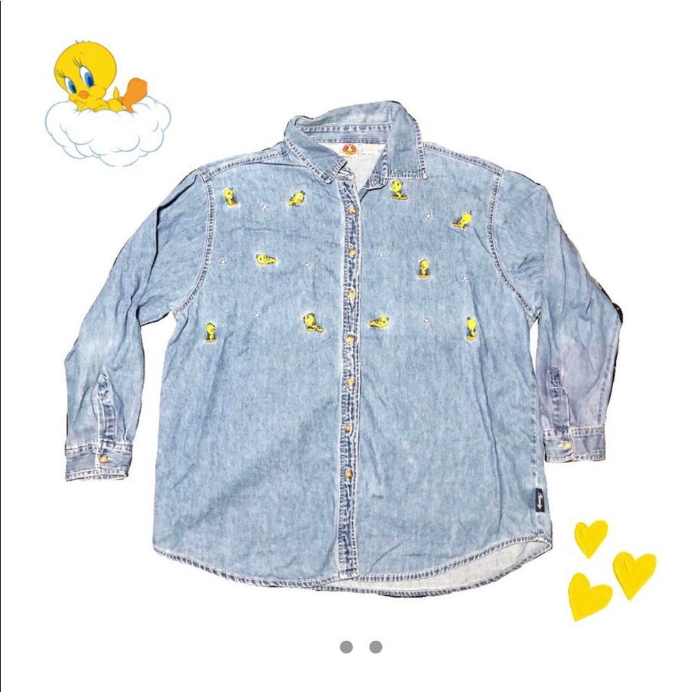 Looney Tunes Tweety denim button-up